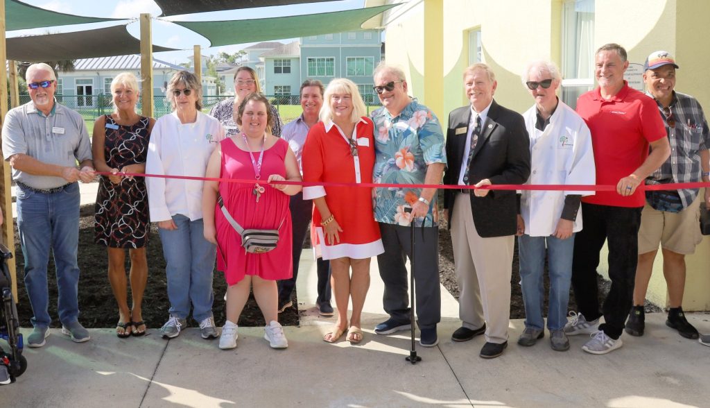 Loveland Center outdoor activity area ribbon cutting